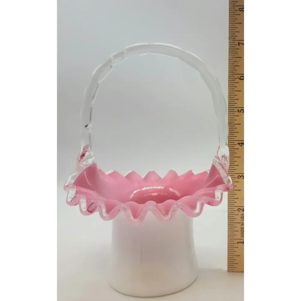 VINTAGE FENTON PEACH CREST BASKET